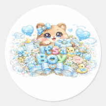 Söt Kawaii Det är en pojke Teddybjörn Pastellblå N