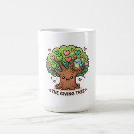 Söt Kawaii Det Generösa Trädet Hjärta Blad Vänligh Kaffemugg