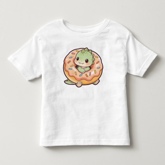 Söt Kawaii Dinosaur-munk Barn Kläder Design T Shirt (Framsida)