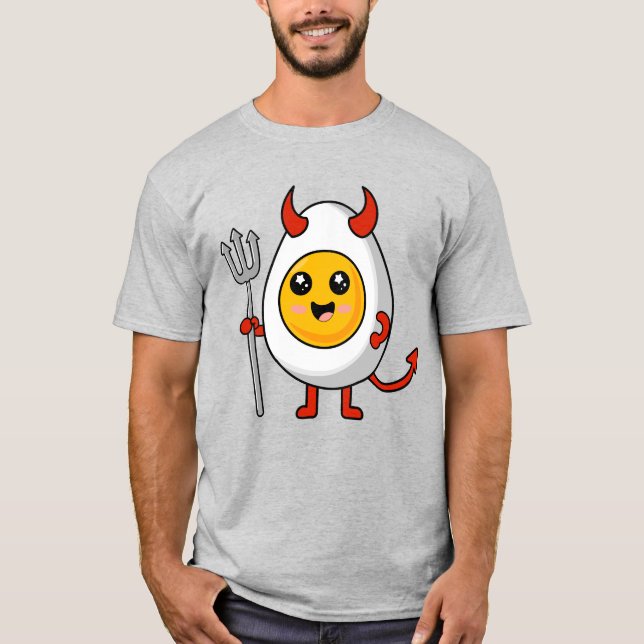 Söt Kawaii Djävulseggtörta T Shirt (Framsida)