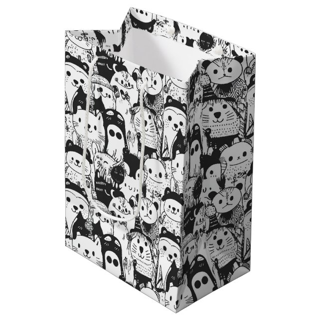 Söt Kawaii Djur Doodle Mönster (1) (Framsidan Vinklad)