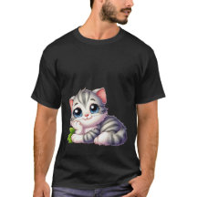 Söt Kawaii Drömsk Grå Kattunge Blå Ögon Katt