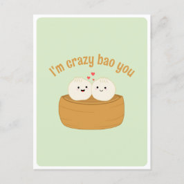 Söt Kawaii Dumpling Bao Asiatisk Mat Puns Kärlek C Vykort