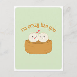 Söt Kawaii Dumpling Bao Asiatisk Mat Puns Kärlek C Vykort