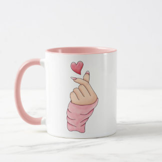Söt Kawaii Fingerhjärta Bästa Vännen Tvåtons Mugg