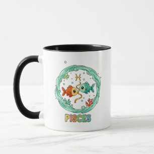 Söt Kawaii Fiskarnas Zodiak Mugg