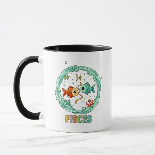Söt Kawaii Fiskarnas Zodiak Mugg (Vänster)