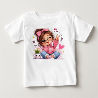 Söt Kawaii Flicka Rosa Band Estetik T Shirt