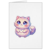 Söt Kawaii Fluffig Kattunge Katt Stjärna Pastell C