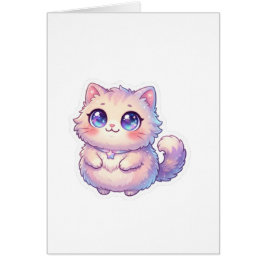 Söt Kawaii Fluffig Kattunge Katt Stjärna Pastell C Hälsningskort
