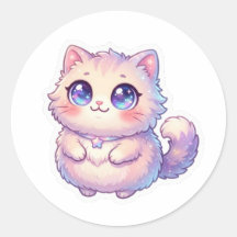 Söt Kawaii Fluffig Kattunge Katt Stjärna Pastell C