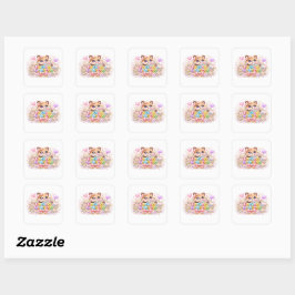 Söt Kawaii Fullpackad med Kärlek Nalle Björn Paste Fyrkantigt Klistermärke