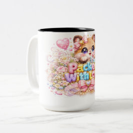 Söt Kawaii Fullpackad med Kärlek Nalle Björn Paste Två-Tonad Mugg