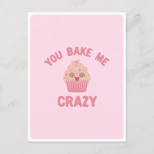 Söt Kawaii Galen Dumma Ansiktsmuffin Mat Puns Kärl Vykort