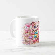 Söt Kawaii Gjord Med Kärlek Katt Namn Pastell Rosa