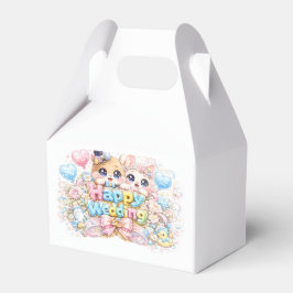 Söt Kawaii Glad Bröllopsdjurspar Pastell Pi Presentaskar
