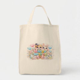 Söt Kawaii Glad Bröllopsdjurspar Pastell Pi Tygkasse
