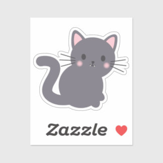 Söt Kawaii Grå Katt Klistermärke Klistermärken