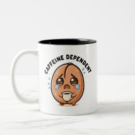 Söt Kawaii Gråtande Kaffebojke Koffeinberoende  Två-Tonad Mugg