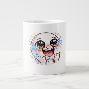 Söt Kawaii Gråtande Skrattande Av Glädje Lyckliga Jumbo Mugg