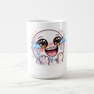 Söt Kawaii Gråter Skrattar av Glädje Lyckliga Tår Kaffemugg