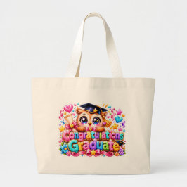 Söt Kawaii Grattis Examens Owl Pastell Pi Jumbo Tygkasse