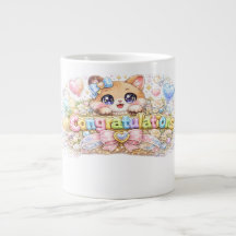 Söt Kawaii Grattis Katt Pastell Rosa Blommig
