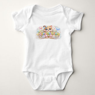 Söt Kawaii Grattis Katt Pastell Rosa Blommig T Shirt