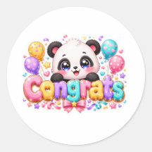 Söt Kawaii Grattis Panda Namn Pastell Rosa Examen