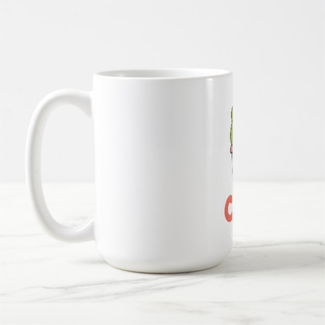 Söt Kawaii Groda Bubble Tea Cool Typografi Vektor Kaffemugg (Vänster)