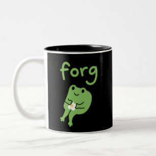 Söt Kawaii Groda Tårta Meme Söt Estetik Förg Två-Tonad Mugg