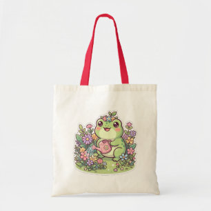 Söt Kawaii Groda Trädgårdsblomma Kronpåse Tygkasse