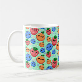 Söt Kawaii Grön Orange Blå Frukt Kaffemugg