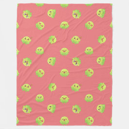 Söt Kawaii Grön Slime Monster Mörk Rosa Fleecefilt
