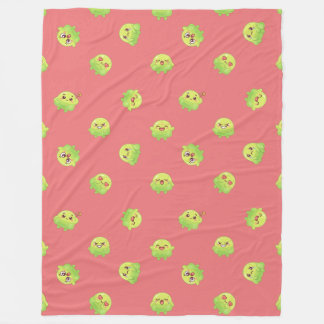 Söt Kawaii Grön Slime Monster Mörk Rosa Fleecefilt
