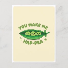 Söt Kawaii Gröna Ärter Grönsak Mat Puns Kärlek Cit Vykort
