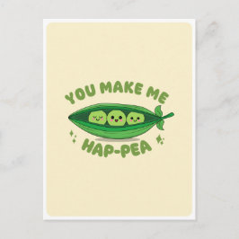Söt Kawaii Gröna Ärter Grönsak Mat Puns Kärlek Cit Vykort