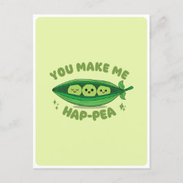 Söt Kawaii Gröna Ärter Grönsak Mat Puns Kärlek Cit Vykort