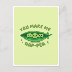 Söt Kawaii Gröna Ärter Grönsak Mat Puns Kärlek Cit Vykort