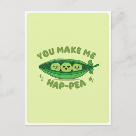 Söt Kawaii Gröna Ärter Grönsak Mat Puns Kärlek Cit Vykort