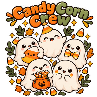 Söt Kawaii Gul Orange Spök Candy Corn Godis T Shirt