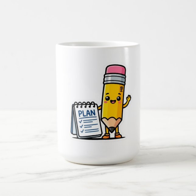 Söt Kawaii Gul Penna och Planeringsbok Smart  Kaffemugg (Center)