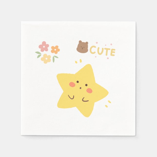 : Söt Kawaii Gul Stjärna Pappersservett (Framsidan)