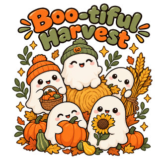 Söt Kawaii Gylden Spökskördefält T Shirt