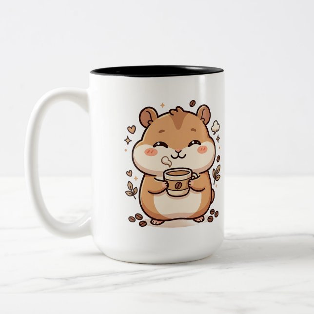 Söt Kawaii Hamster Kaffe Mugg (Vänster)