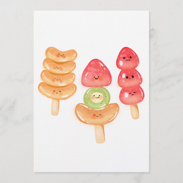 Söt Kawaii Handritad Tanghulu Inbjudningar (Framsida)