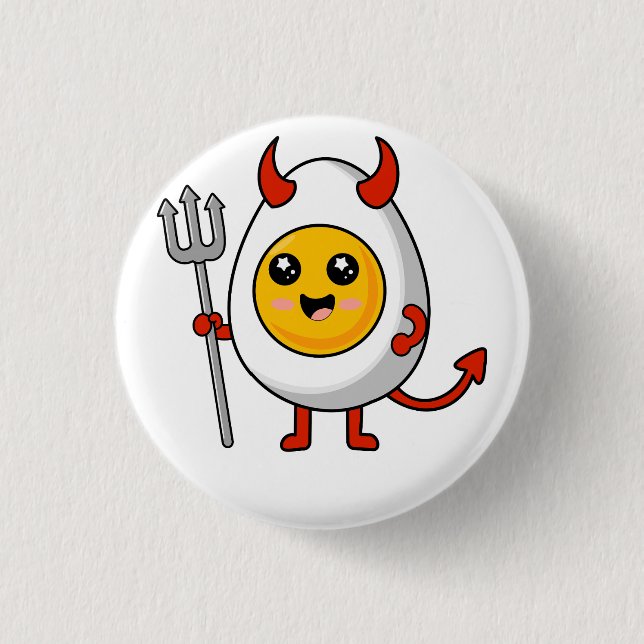 Söt Kawaii Hårdkokt Ägg Knapp (Framsida)