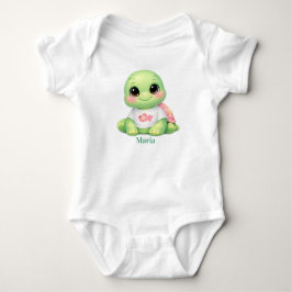 Söt Kawaii Havssköldpadda Anpassad Babynamn Kortär T Shirt