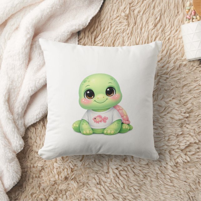 Söt Kawaii Havssköldpadda Chibi Baby Kudd Kudde (Filt)