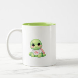 Söt Kawaii Havssköldpadda Dubbelsidig Tvåtons Kopp